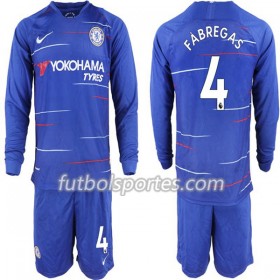 Camisetas Chelsea Cesc Fabregas 4 Niño Primera Equipacion 2018/2019 Manga Larga